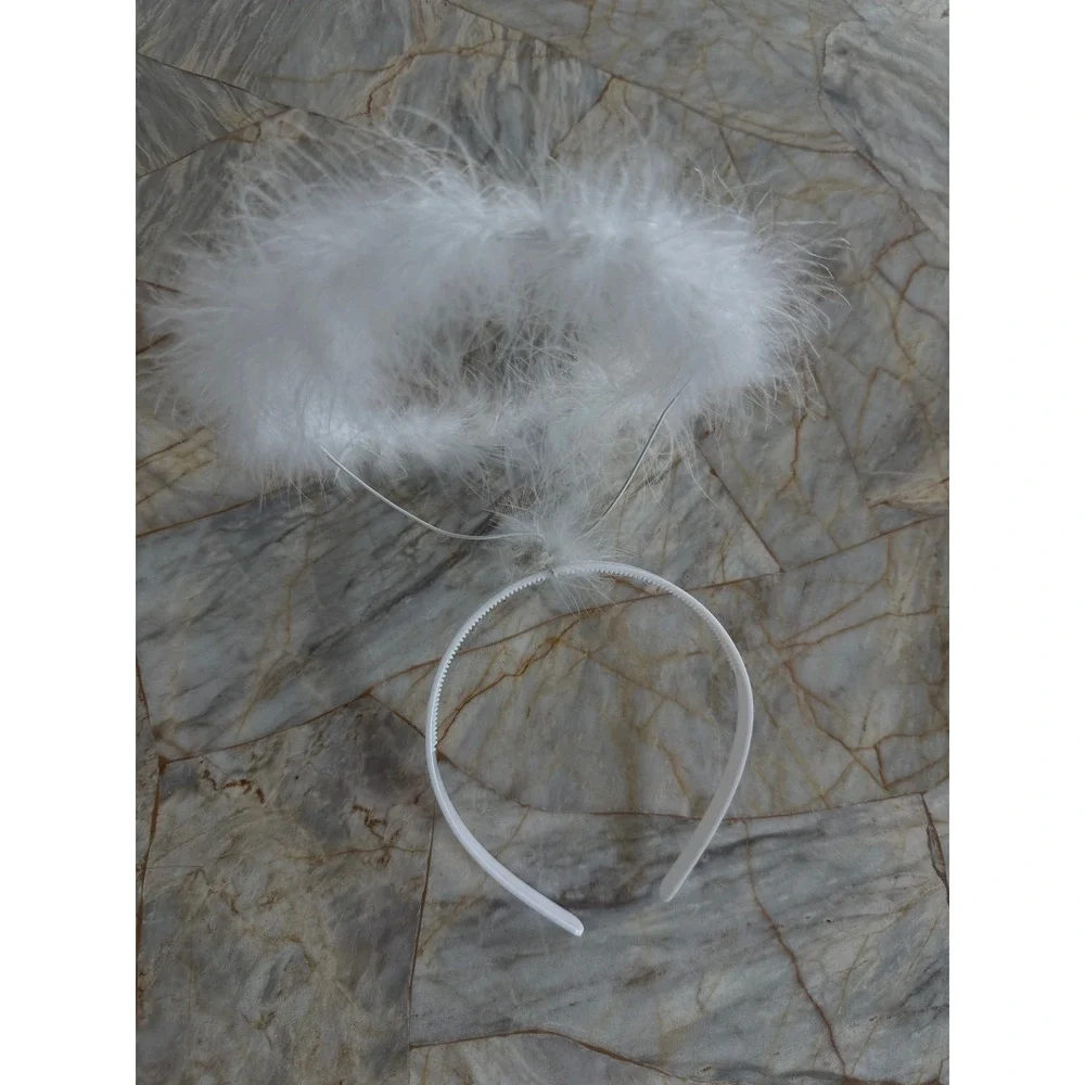White Feather Angel Halo Headband‎ Costume Accessory Marabou Ethereal White